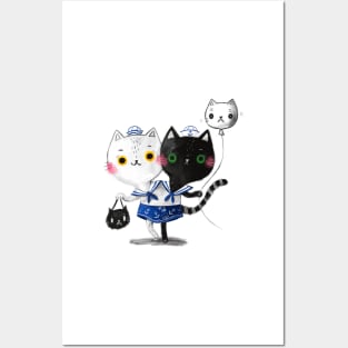 Double trouble spooky cat Posters and Art